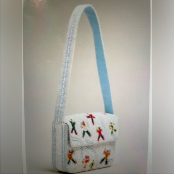 Anthropologie The Fiona Beaded Bag Winter Edition Snow Angels - Picture 5 of 14